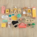 Casuta de papusi din lemn MDF Lola Mansion Dollhouse EZ Kraft Assembly cu sunete si lumini si 30 accesorii KidKraft